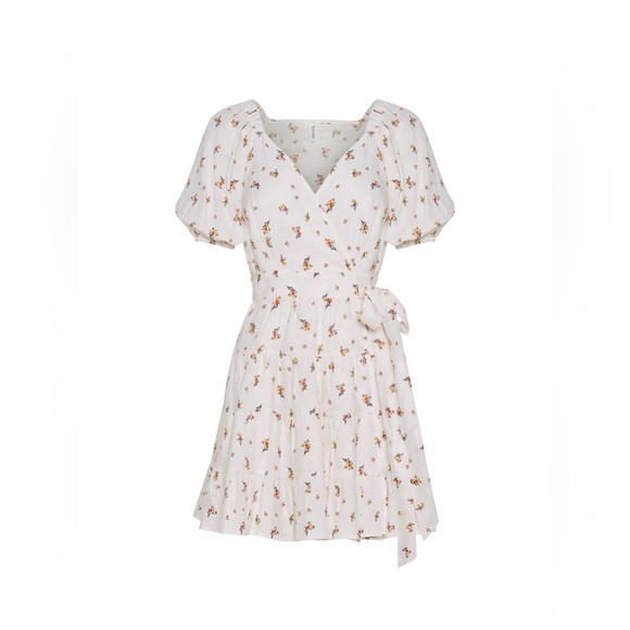 Kivari - Daria Wrap Mini Dress - Ditsy Floral - US 10 / AU 14 Linen NWT - Picture 4 of 10